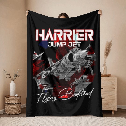Harrier Jump Jet Military Fighter Flugzeug Throw Blankets
