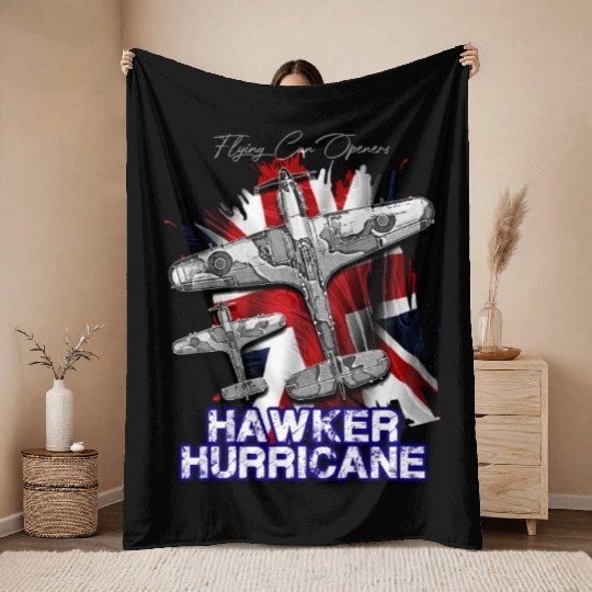 The Hawker Hurricane British single-seater monopla Throw Blankets