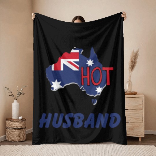 I Love My Hot Australian Husband Wife Throw Blankets