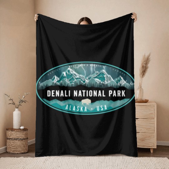 Denali National Park Alaska Hiking Camg Throw Blankets