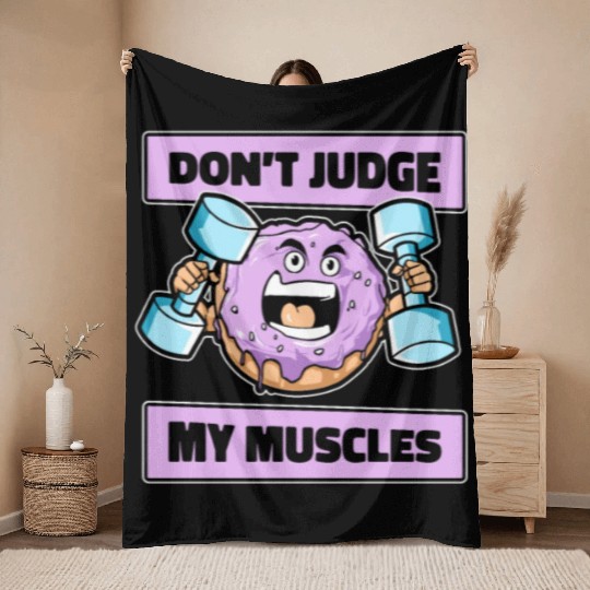 Fitness Donut Funny Donut Gym Throw Blankets