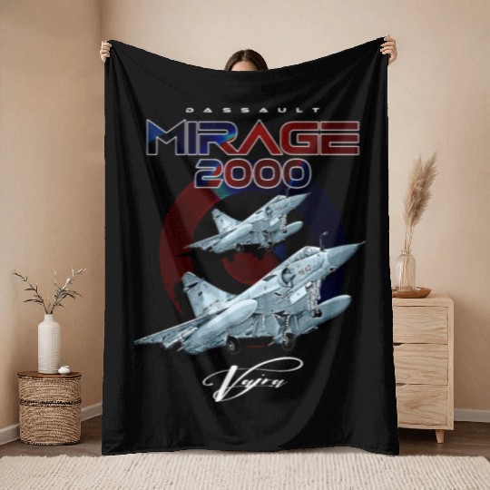 Dassault Mirage 2000 French Vintage Multi-Role Fig Throw Blankets