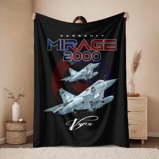 Dassault Mirage 2000 French Vintage Multi-Role Fig Throw Blankets