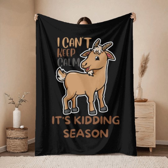 I can't keep calm it's kidding season, Little Goat Throw Blankets