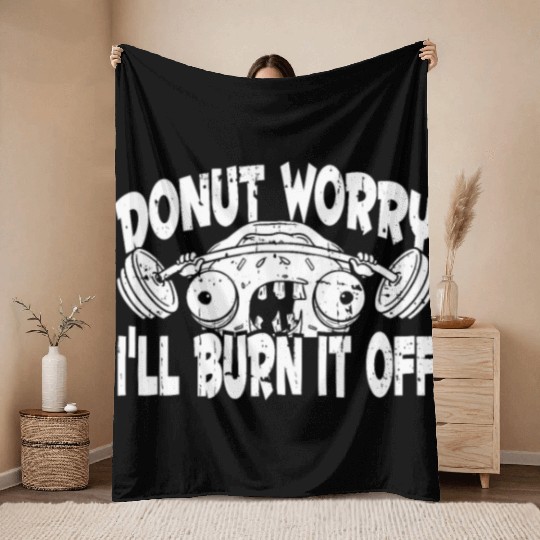 Fitness Donut Funny Donut Gym Throw Blankets