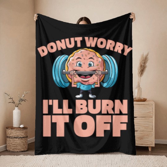 Fitness Donut Funny Donut Gym Throw Blankets