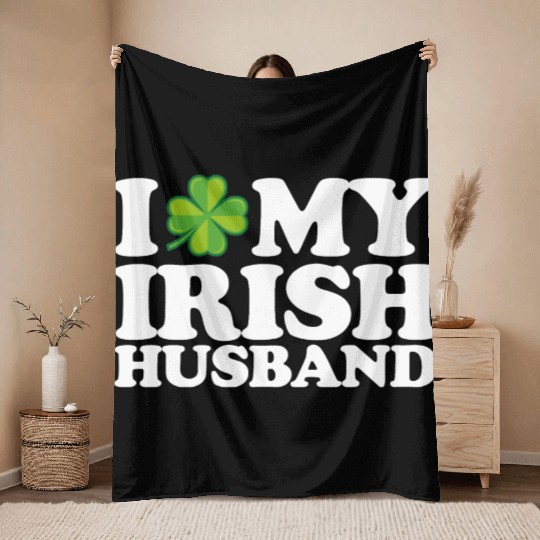 I Love My Irish Husband Couple St Patrick's Day Throw Blankets