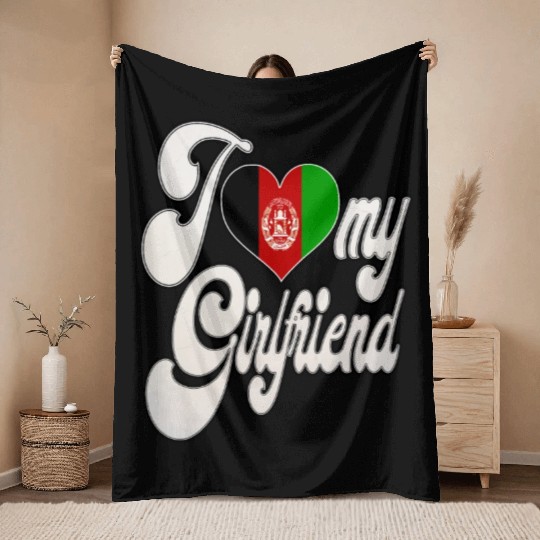 AfghanI Love My Afghanistan Girlfriend Throw Blankets