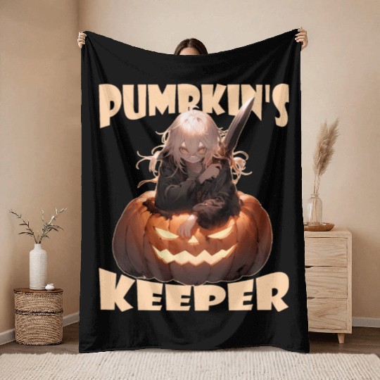 Pumpkin's Keeper Evil Killer Anime Jack O Lantern Throw Blankets
