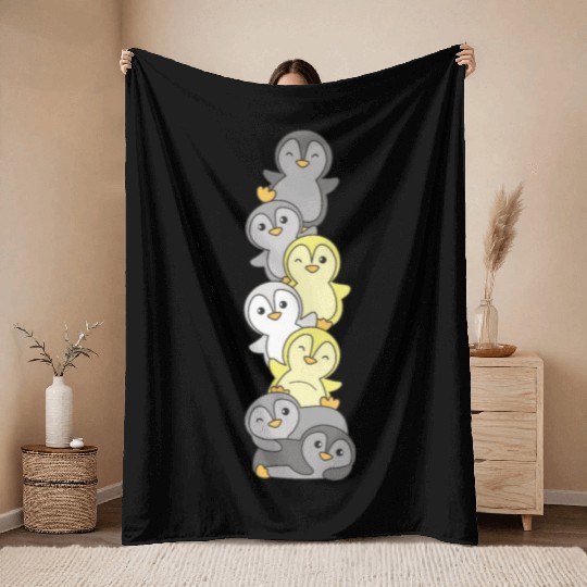 Demiming Flag Pride Lgbtq Cute Penguin Throw Blankets