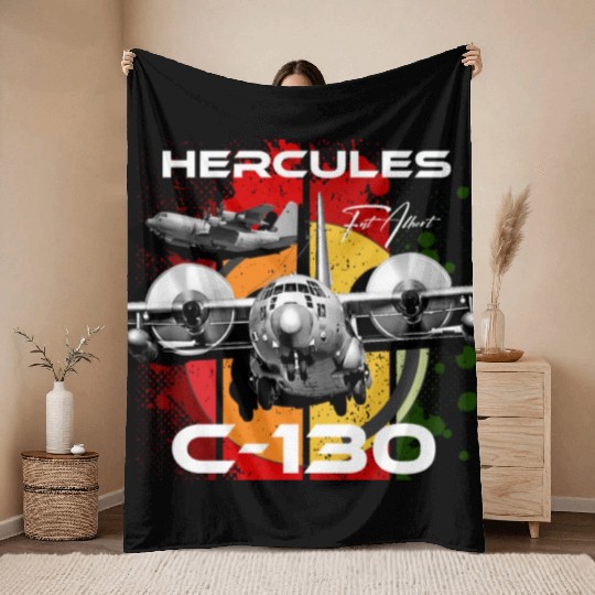 C-130 Hercules Military Aircraft Throw Blankets