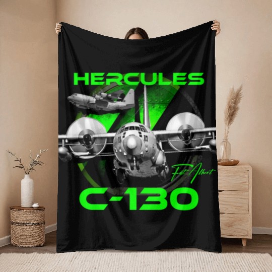 C-130 Hercules Military Aircraft Throw Blankets