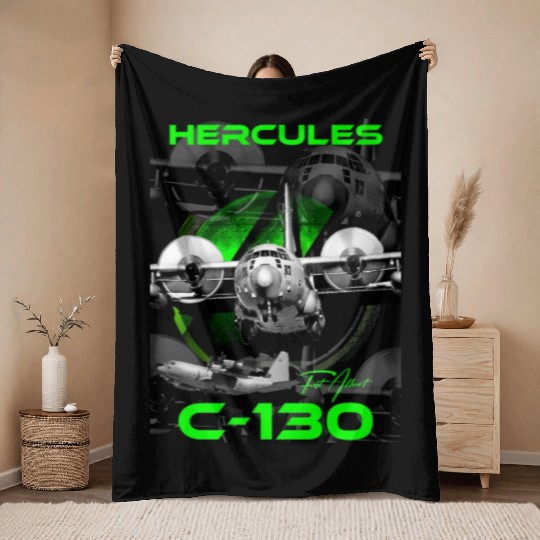 C-130 Hercules Military Aircraft Throw Blankets