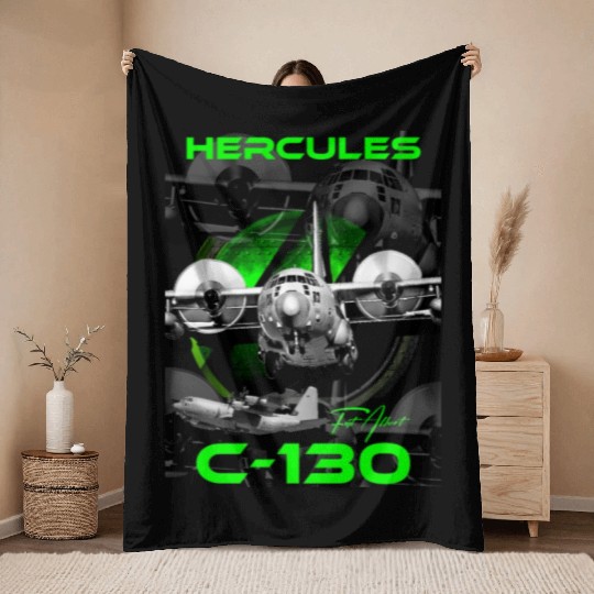 C-130 Hercules Military Aircraft Throw Blankets