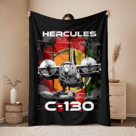 C-130 Hercules Military Aircraft Throw Blankets