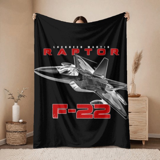 F-22 Raptor Fighterjet Us Air Force Warbird Throw Blankets