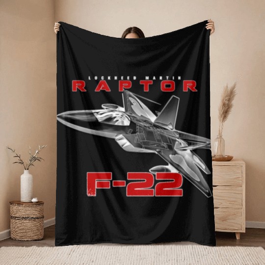 F-22 Raptor Fighterjet Us Air Force Warbird Throw Blankets