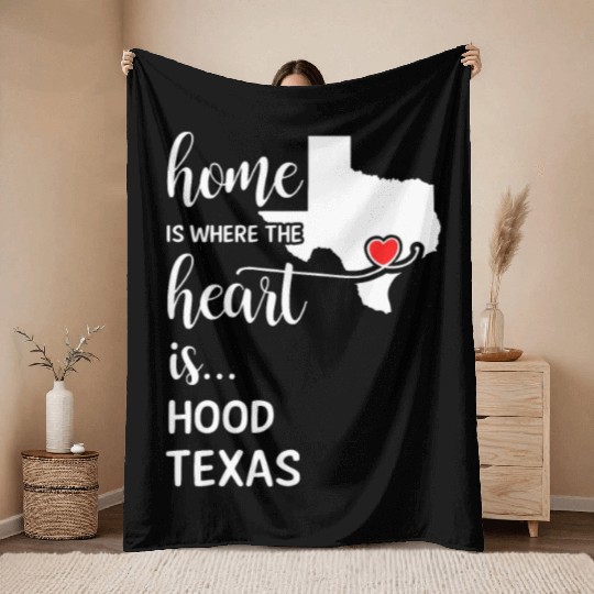 Hood County Texas Is Where My Heart Is Gift Throw Blankets
