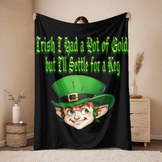 Irish I Had a Pot of Gold Throw Blankets