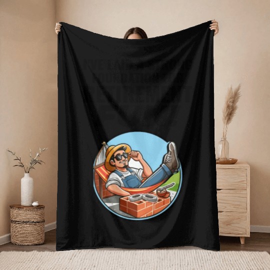 Retired Bricklayer: Retirement Foundations of Fun Throw Blankets