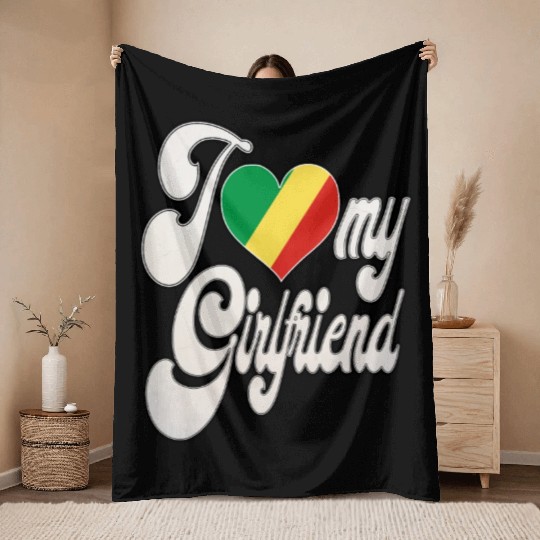 CongoRI Love My Congolese Republic Girlfriend Throw Blankets