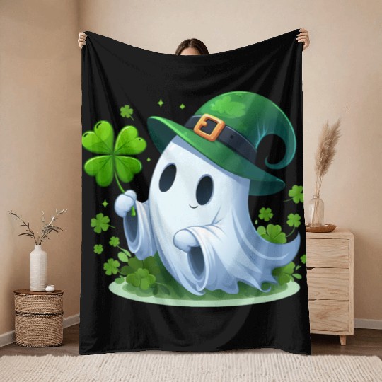 St. Patrick's Day Ghostly Charm Throw Blankets