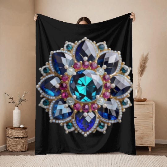 Gorgeous Gemstone Brooch: A Radiant Statement Piec Throw Blankets