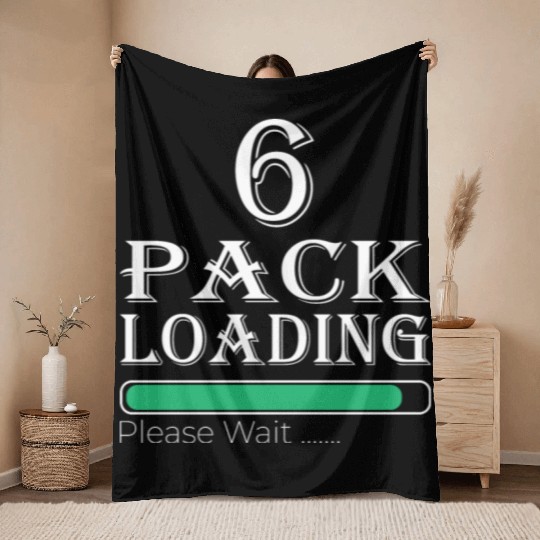 Six Pack Loading Please Wait funny gym workout Throw Blankets