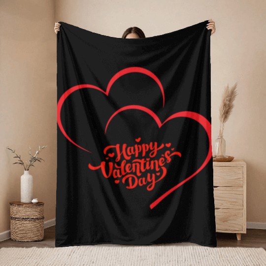Happy Valentine's Day" Throw Blankets