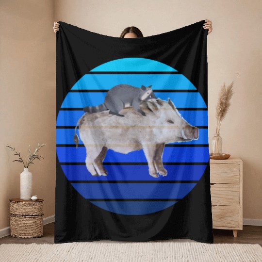 boar raccoon Throw Blankets