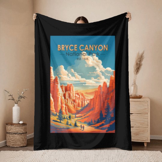 Bryce Canyon National Park Travel Art Vintage Throw Blankets