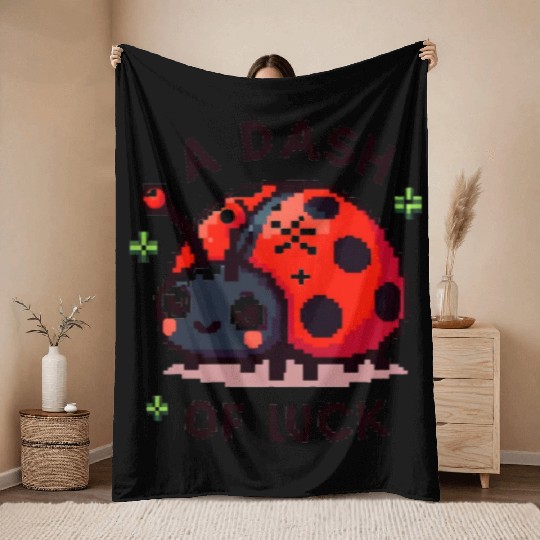 Ladybug: A dash of luck Throw Blankets