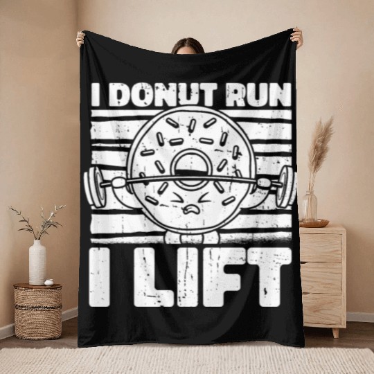 Fitness Donut Funny Donut Gym Throw Blankets