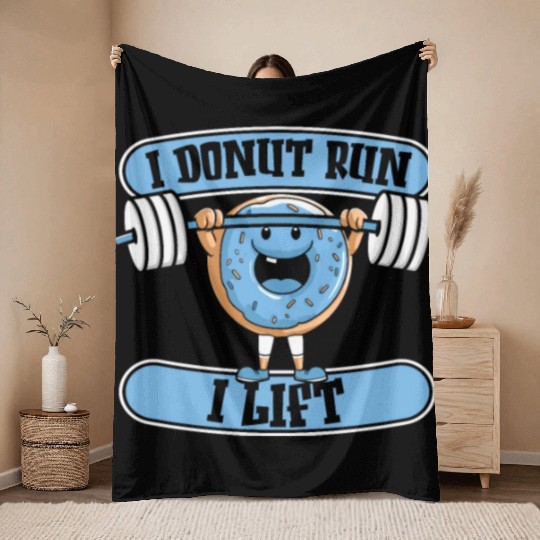 Fitness Donut Funny Donut Gym Throw Blankets
