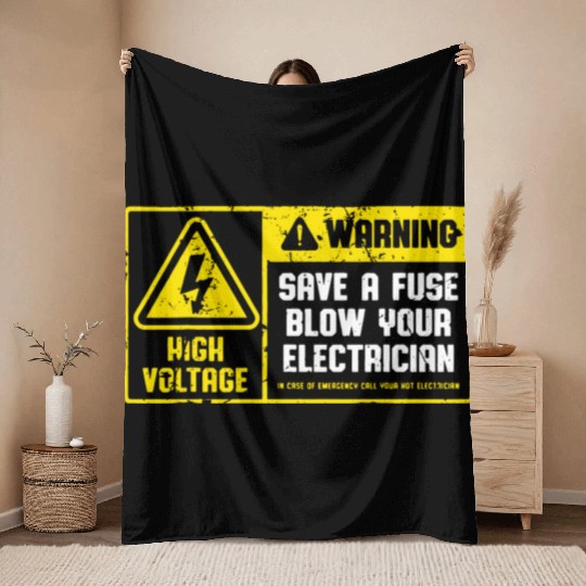 Lineman Retro Vintage Electrician Save A Fuse Throw Blankets
