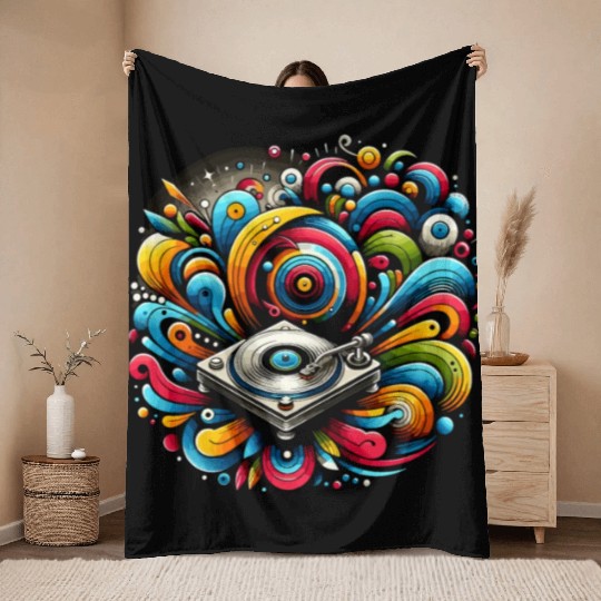 Vinyl Records LP Collector Record Lover Audiophile Throw Blankets