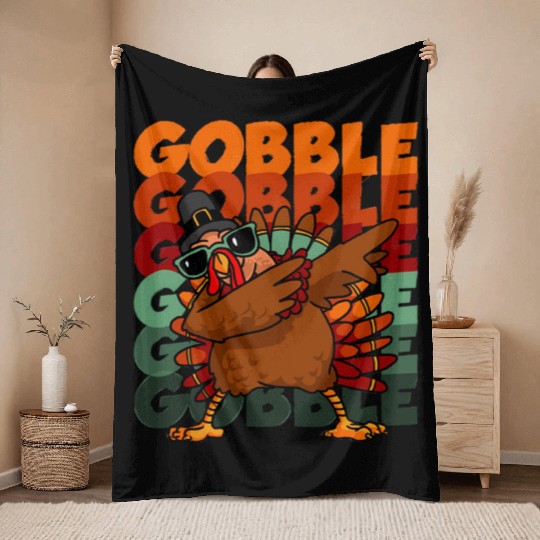 Dabbing Turkey Throw Blankets Thanksgiving Gobble