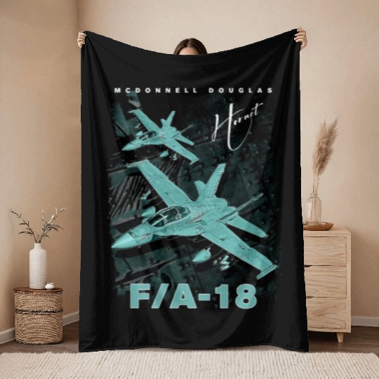 F18 Hornet Us Air Force Fighterjet Throw Blankets
