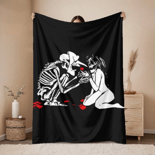 Occult Lover Death Card Goth Satanist Gothic Throw Blankets