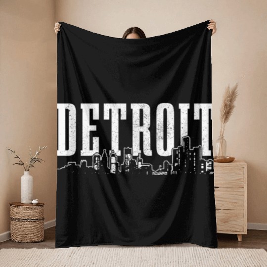Detroit Michigan Motor City USA Throw Blankets