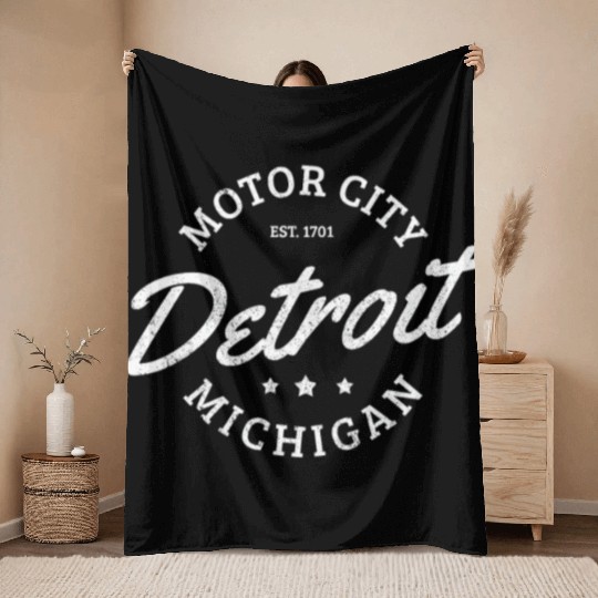 Detroit Michigan Motor City USA Throw Blankets