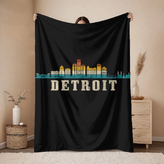 Detroit Michigan Motor City USA Throw Blankets