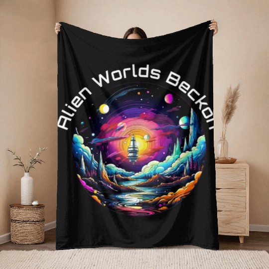 Alien Worlds Beckon Throw Blankets