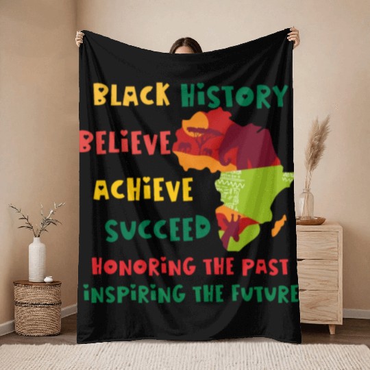Honoring Past Inspiring Future Black History Month Throw Blankets