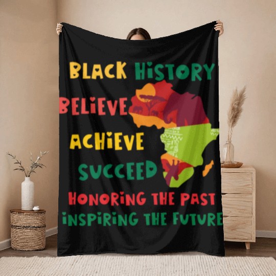 Honoring Past Inspiring Future Black History Month Throw Blankets