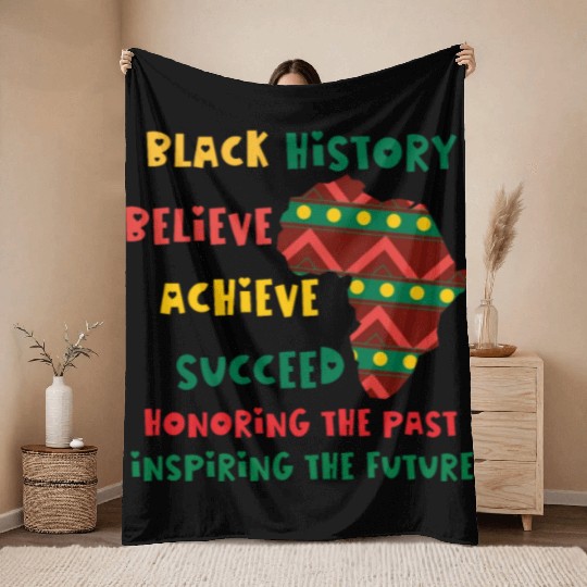 Honoring Past Inspiring Future Black History Month Throw Blankets