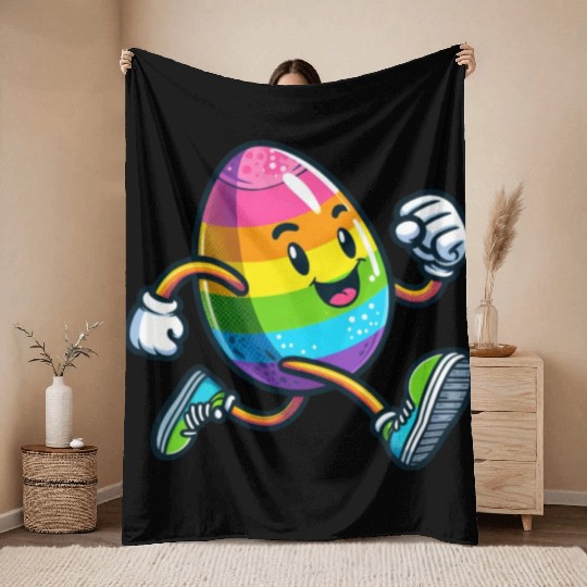 Easter Egg Marathon Jogging Running Fitness Throw Blankets