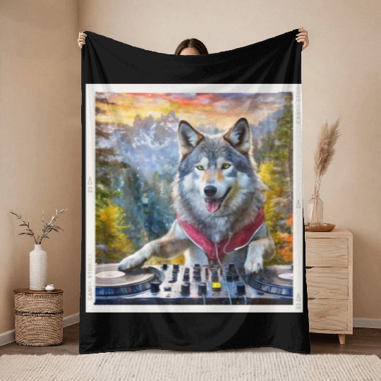 DJ Wolf Wilderness Mix Throw Blankets