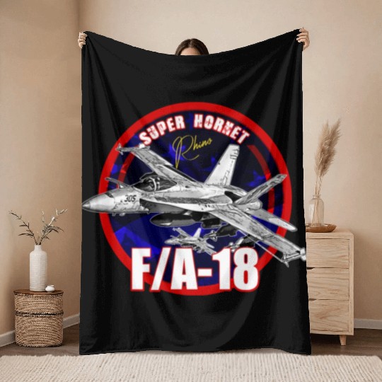 F18 Hornet Us Air Force Fighterjet Throw Blankets