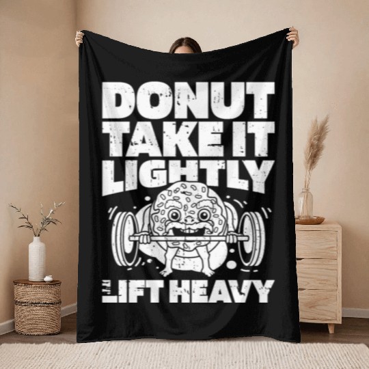 Fitness Donut Funny Donut Gym Throw Blankets